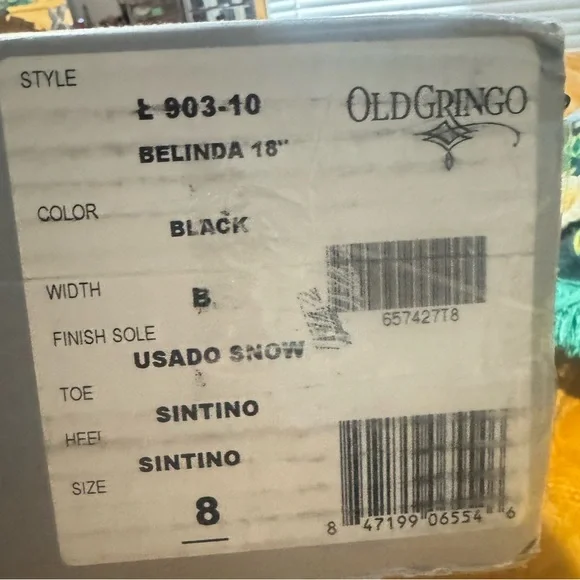 Old Gringo Belinda 18” distressed black cowboy western boots - Picture 4 of 10